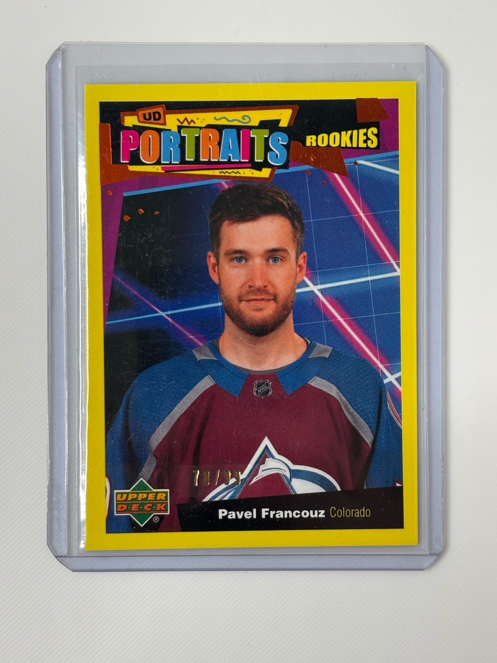Pavel Francouz 2020-21 UD Portraits Gold Rookie /99 #P-99 Avalanche